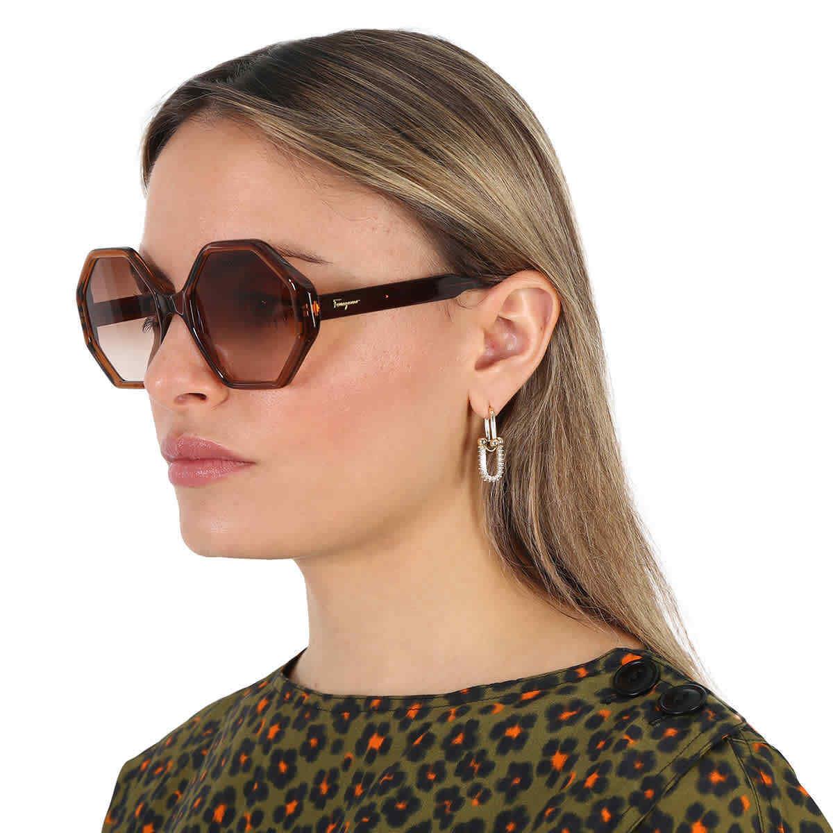 Salvatore Ferragamo Grey Gradient Geometric Ladies Sunglasses SF1070S 210 55