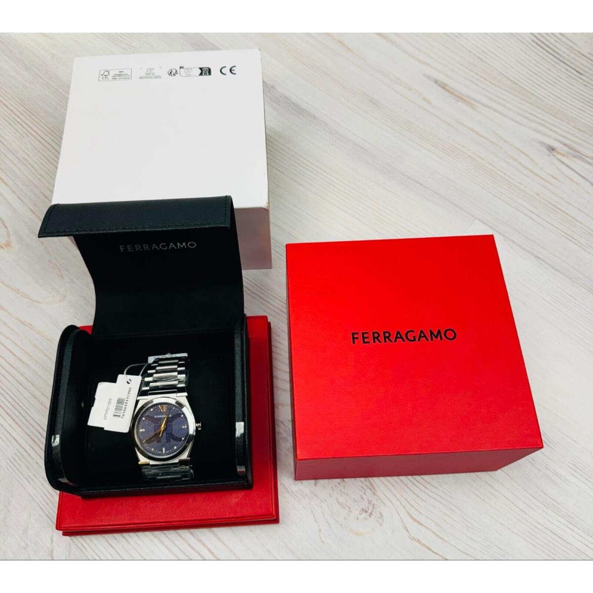 Salvatore Ferragamo Vega Quartz Diamond Blue Dial Men`s Watch SFYF01023