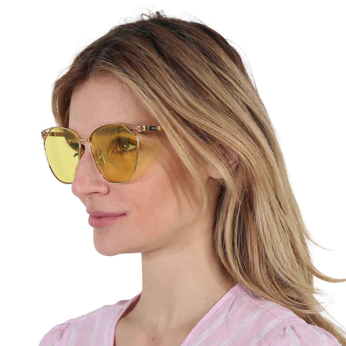 Gucci Yellow Cat Eye Ladies Sunglasses GG1375SA 002 62 GG1375SA 002 62