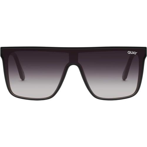 Quay Women`s Nightfall Flat Top Shield Sunglasses Black/black Fade Polarized