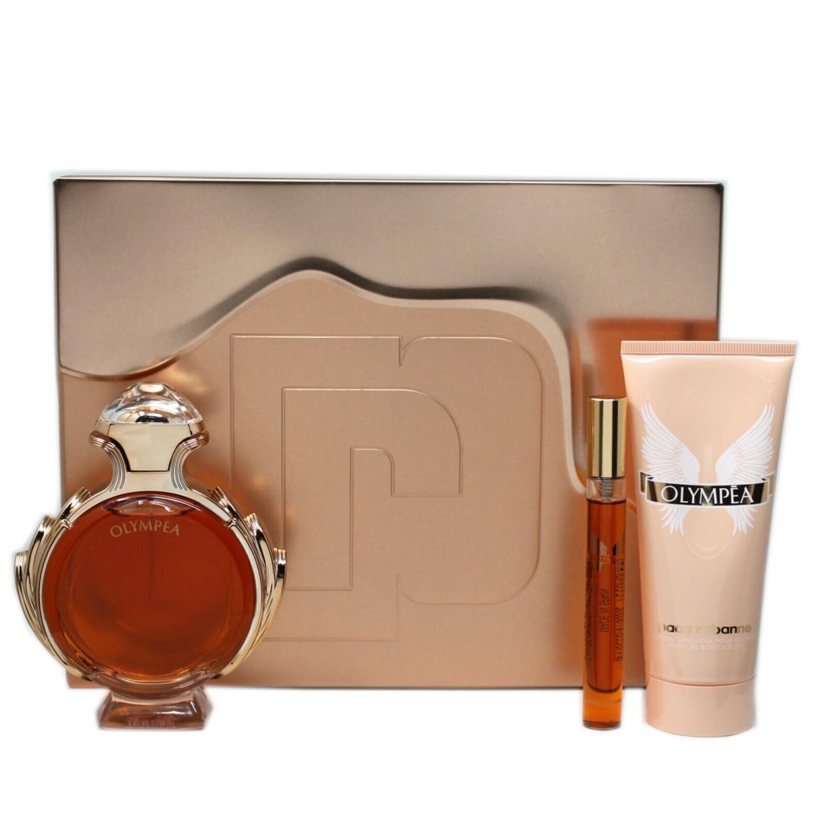 Paco Rabanne Olympea 3 Piece Gift Set For Women Eau DE Parfum Spray 80 ML/2.7 OZ