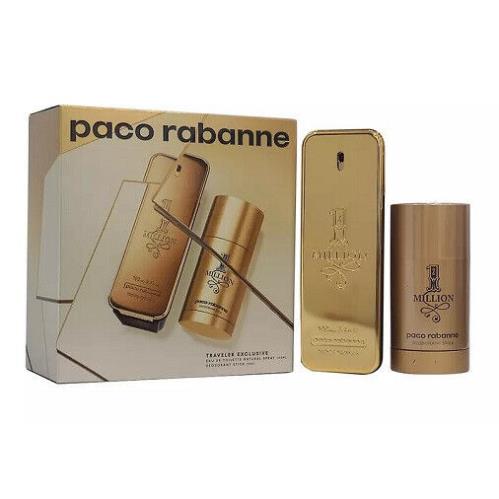 Paco Rabanne 1 Million Men 2 Pieces Set 3.4 oz 2.5 oz Deodorant Stick