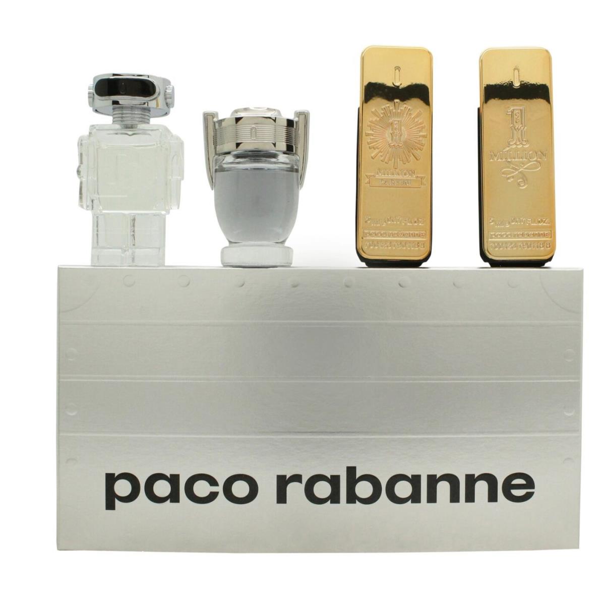 Paco Rabanne 4 Pcs Mini Set Men: 0.17oz Edt 1 Mil+invictus+phantom + Edp 1 Mil