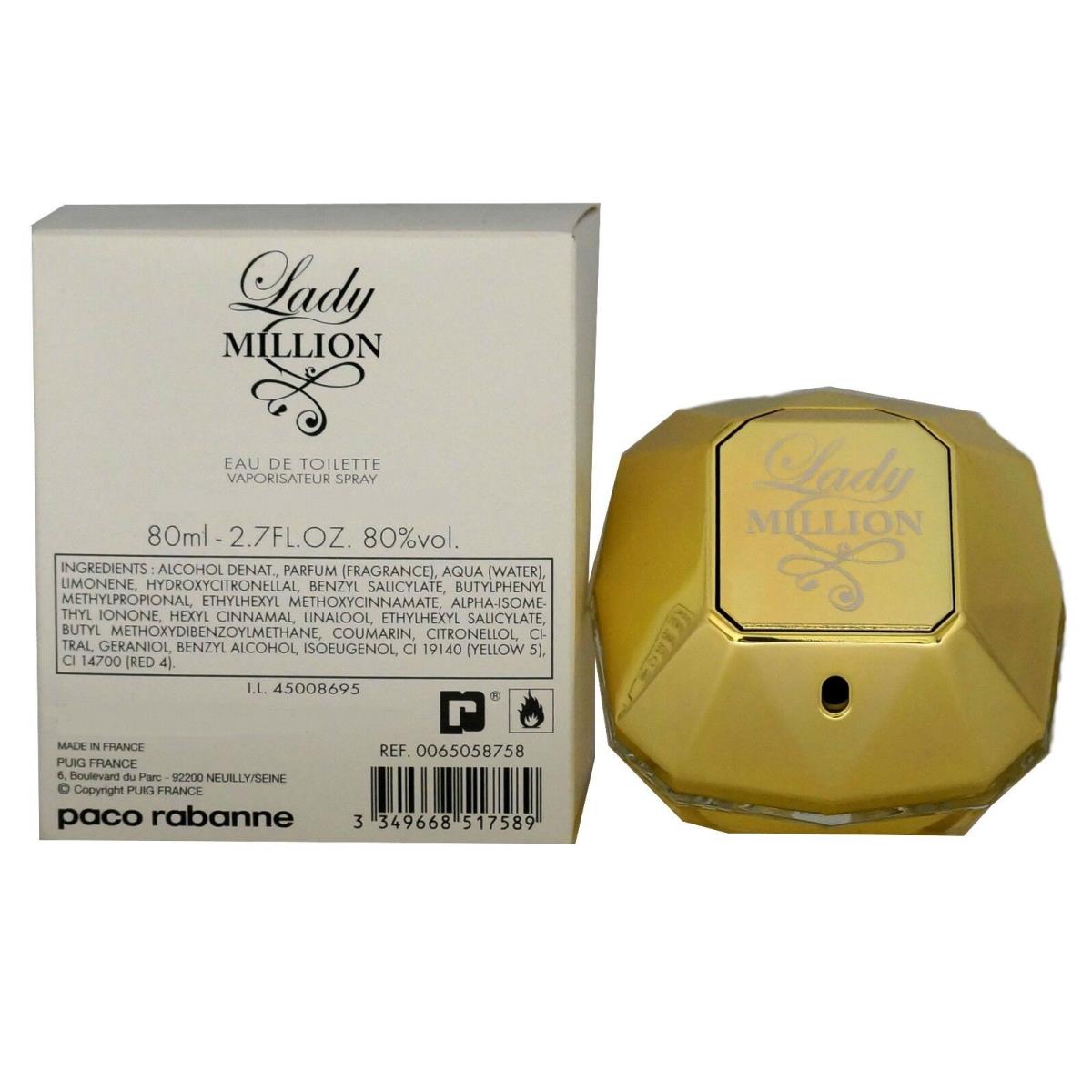 Lady Million BY Paco Rabanne Eau DE Toilette Spray 80 ML/2.7 Fl.oz. T