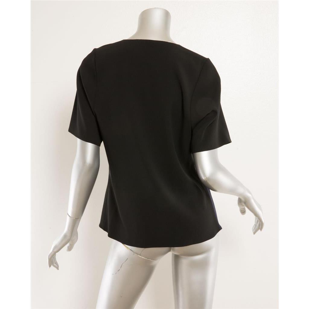 Paco Rabanne Black Dark Blue Satin Color Block Silver Ball Blouse 8-40