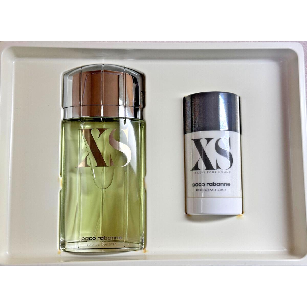 Paco Rabanne XS 3.4 oz Eau De Toilette Spray/2.5 oz Deodorant Stick Gift Set