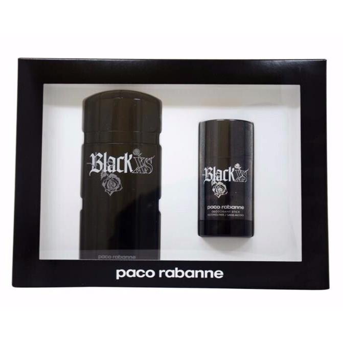 Paco Rabbane Black XS Men`s 2pc Gift Set 3.3oz Edt Spray + 2.7oz Deodorant Stick