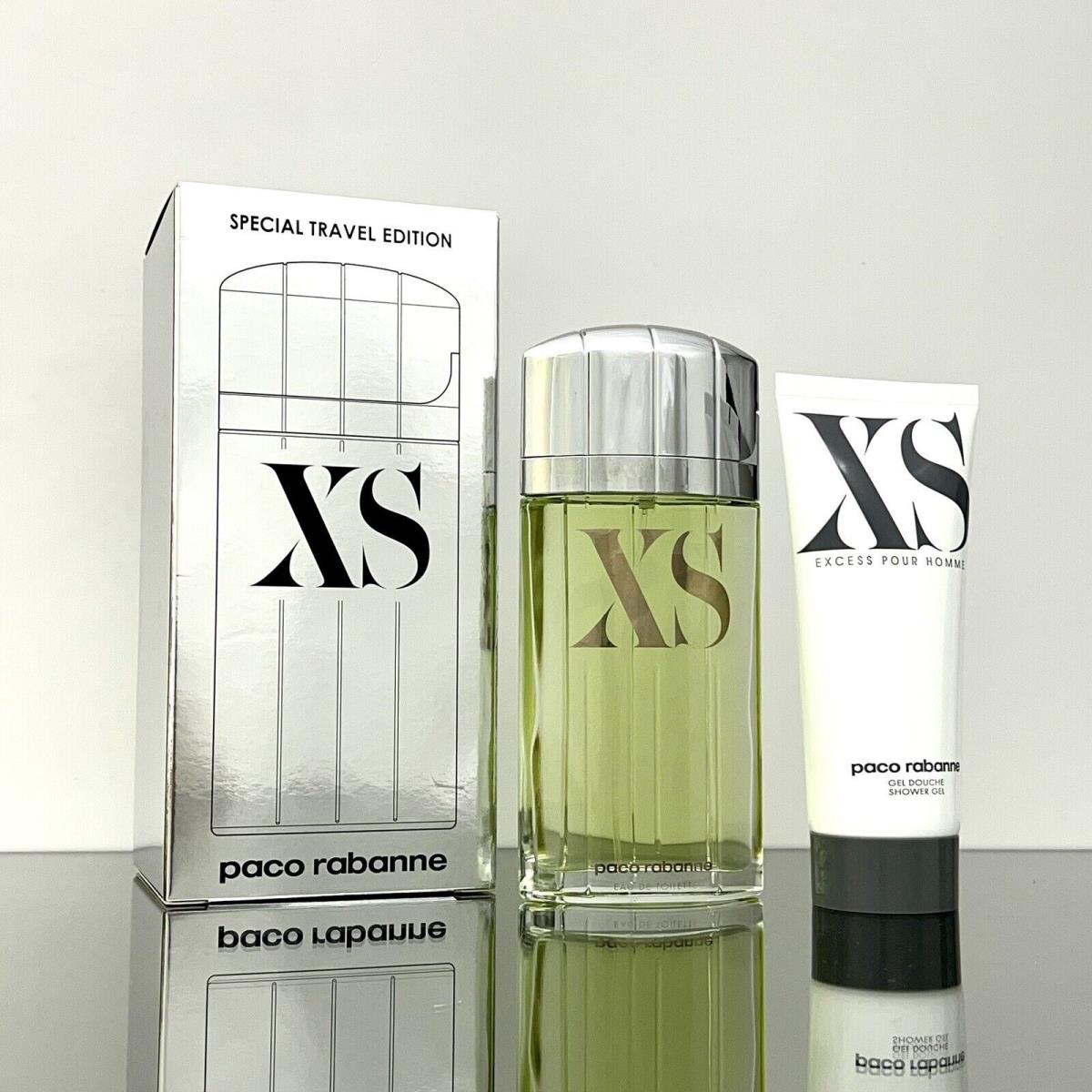 XS Pour Homme by Paco Rabanne 2pc Men Set 3.3oz Edt Spr+3.3oz S/g -vintage- A04