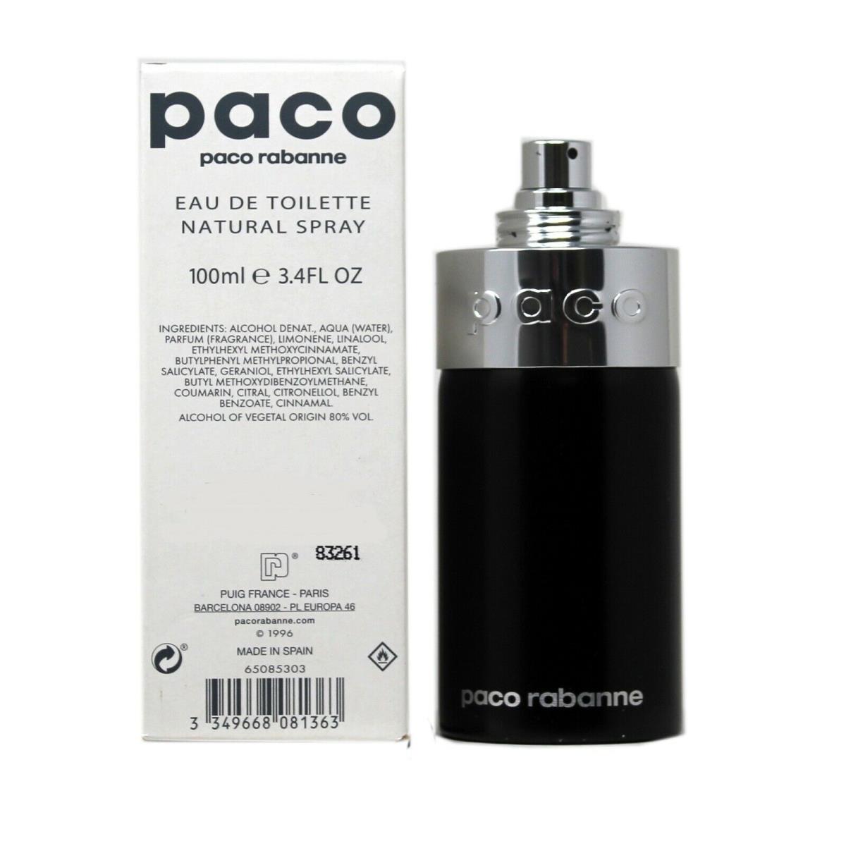 Paco BY Paco Rabanne Eau DE Toilette Natural Spray 100 ML/3.4 Fl.oz. T