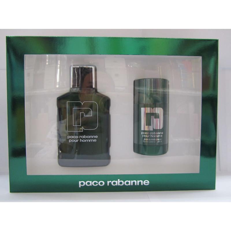 Paco Rabanne Pour Homme Men Set 3.4 oz Eau de Toilette + 2.2 oz Deodorant Stick