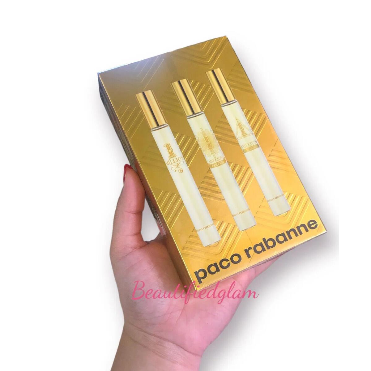 1 Million by Paco Rabanne 3 Piece Mens Travel Spray Gift Set 10ml X 3