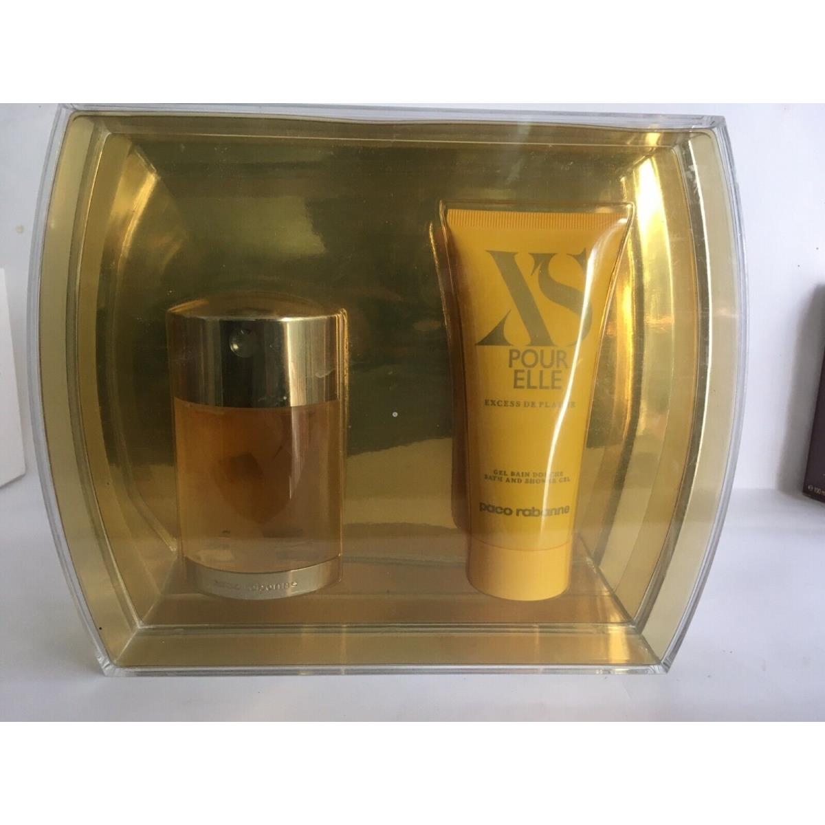 Paco Rabanne XS Pour Elle 2 Pcs Set For Women 1.7oz Edt Spray + Bath S/gel 3.4oz Very Rare