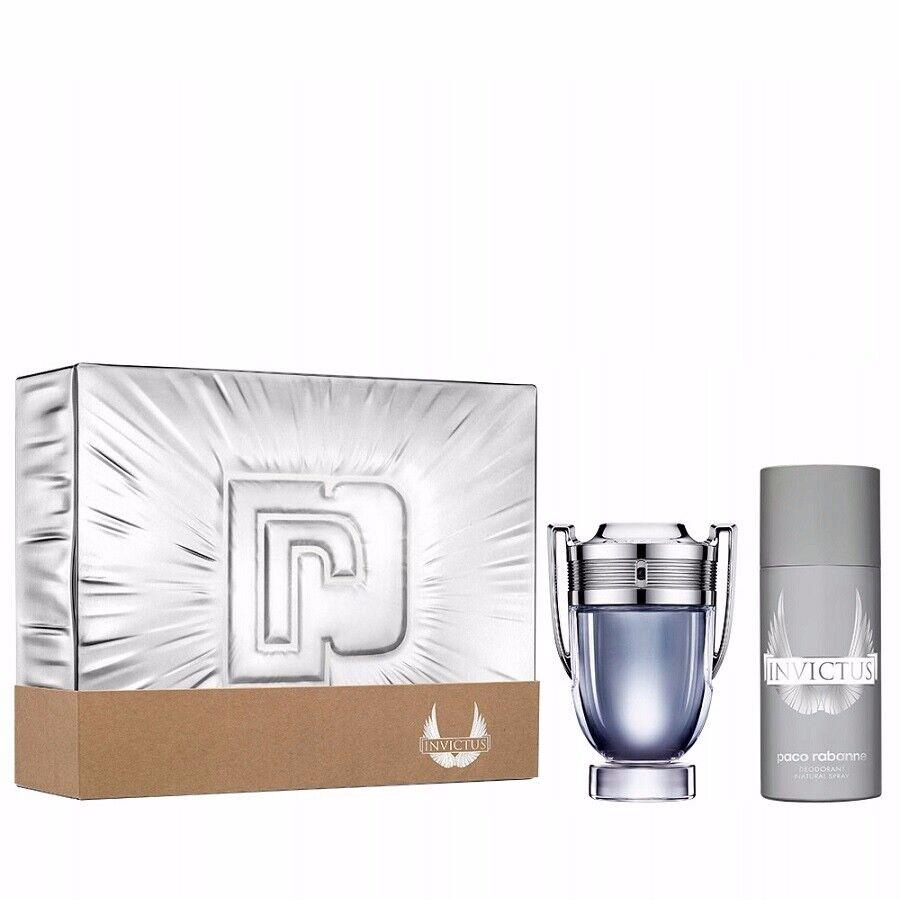 Paco Rabbane Invictus Men 2pc Gift Set 3.4oz Edt Spray + 5.1oz Deodorant Spray