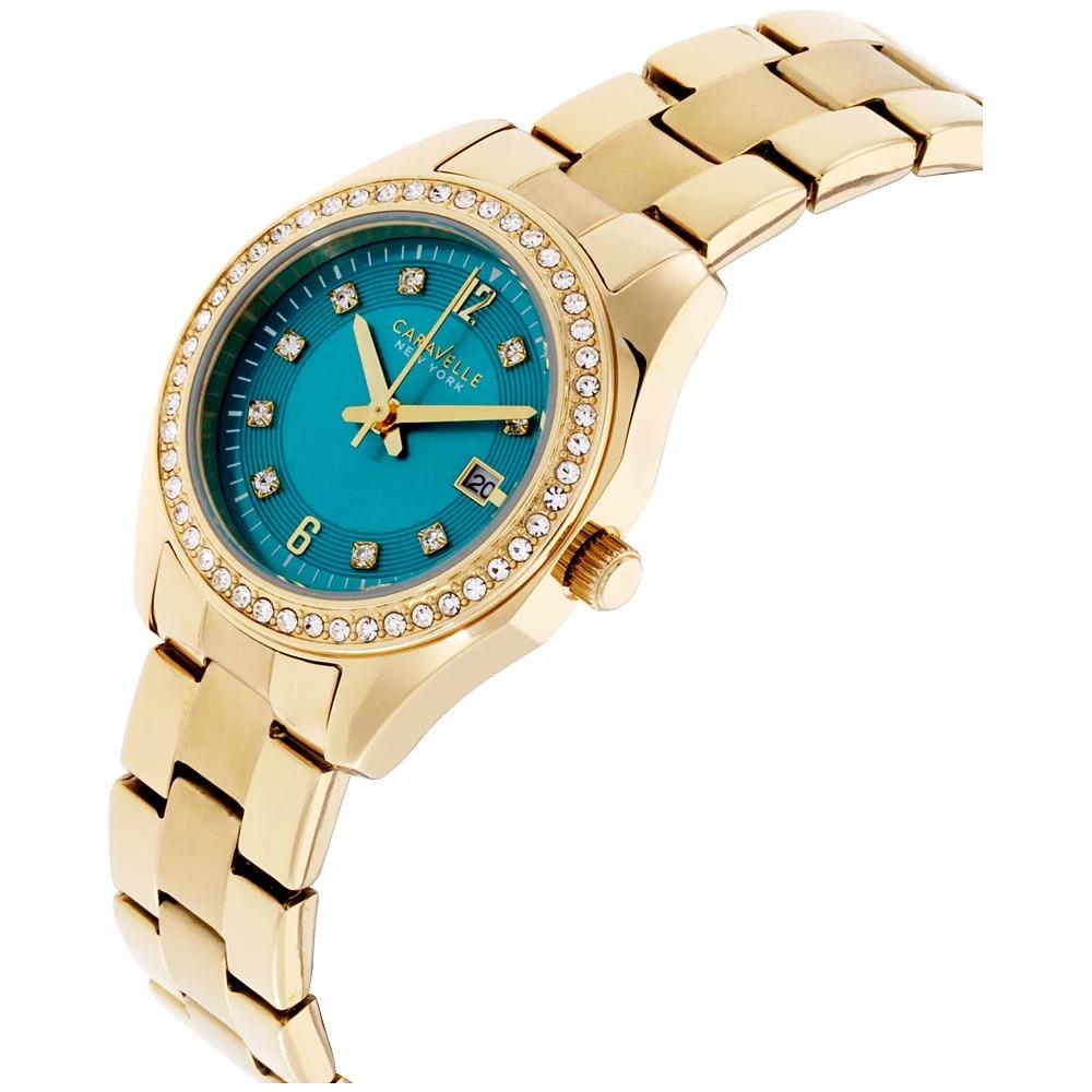 Teal Dial Stainless Steel Ladies Watch by Caravelle