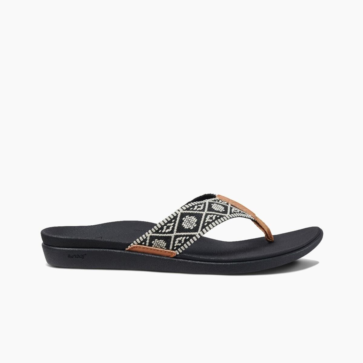 Reef Ortho Woven Women`s Sandals Black/white - 7 Medium