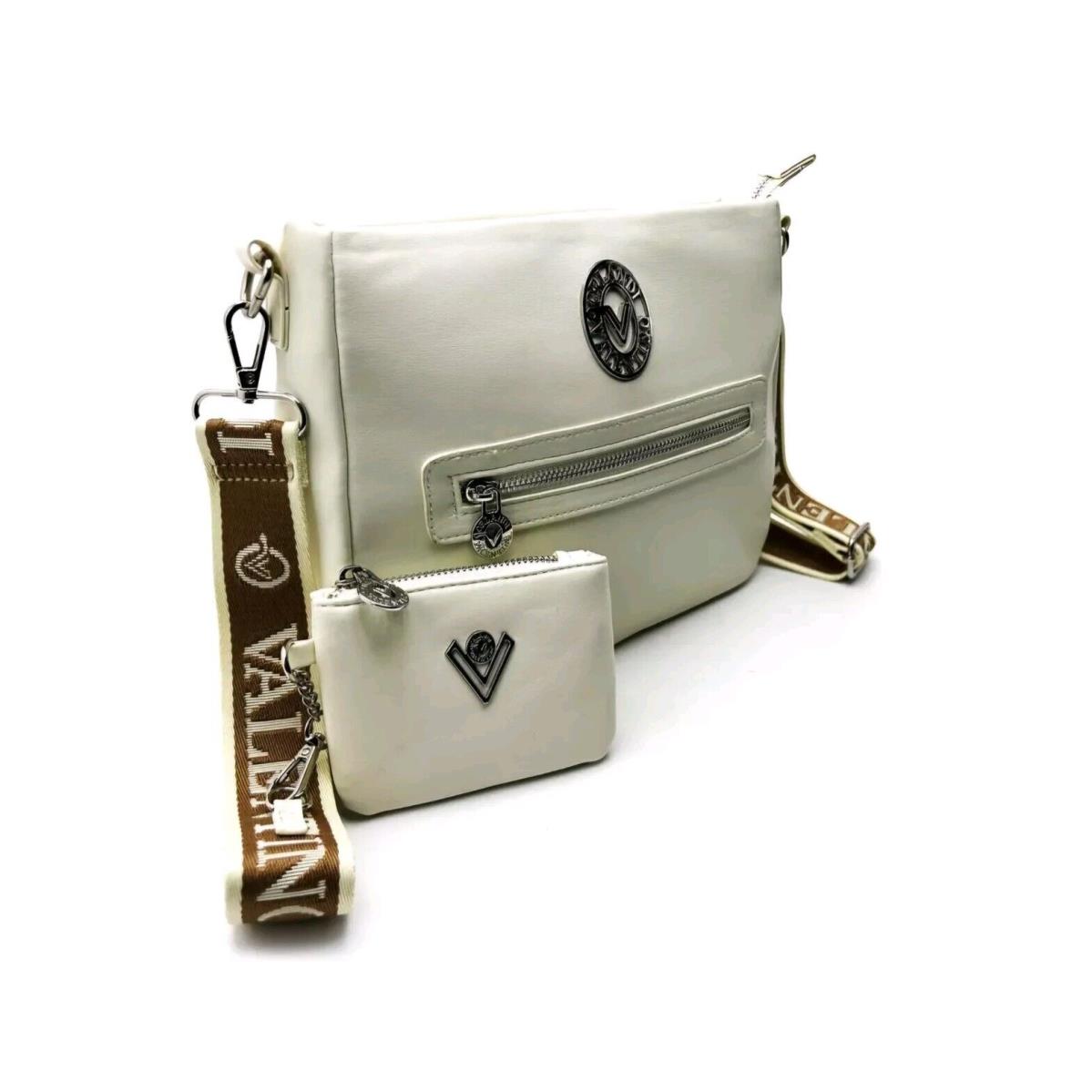 Valentino White Crossbody Purse Handbag Carry On Deal + Coin Purse/ Wallet