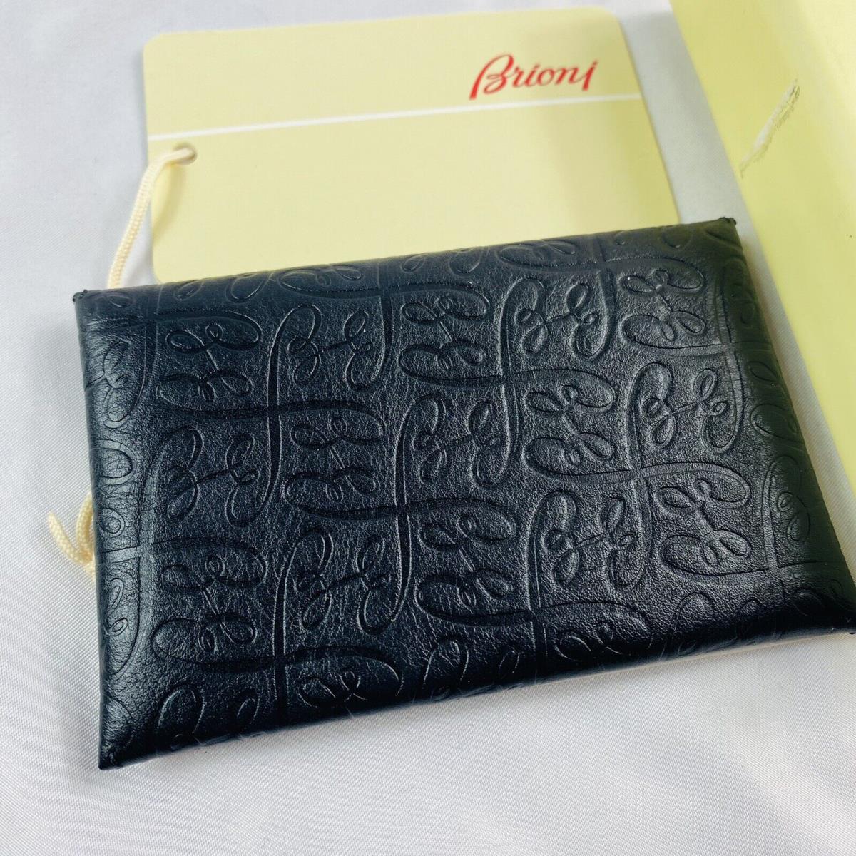 Brioni Black Leather Monogram Credit/business Card Holder