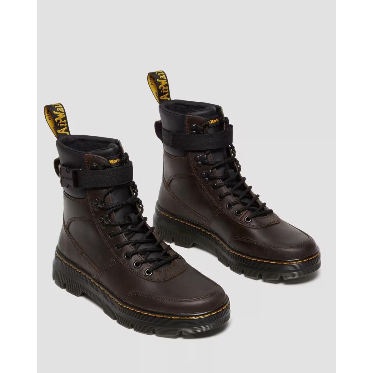 Men`s Dr. Martens Combs Tech Crazy Horse Leather Boots 27804201 Sizes Drk Brown