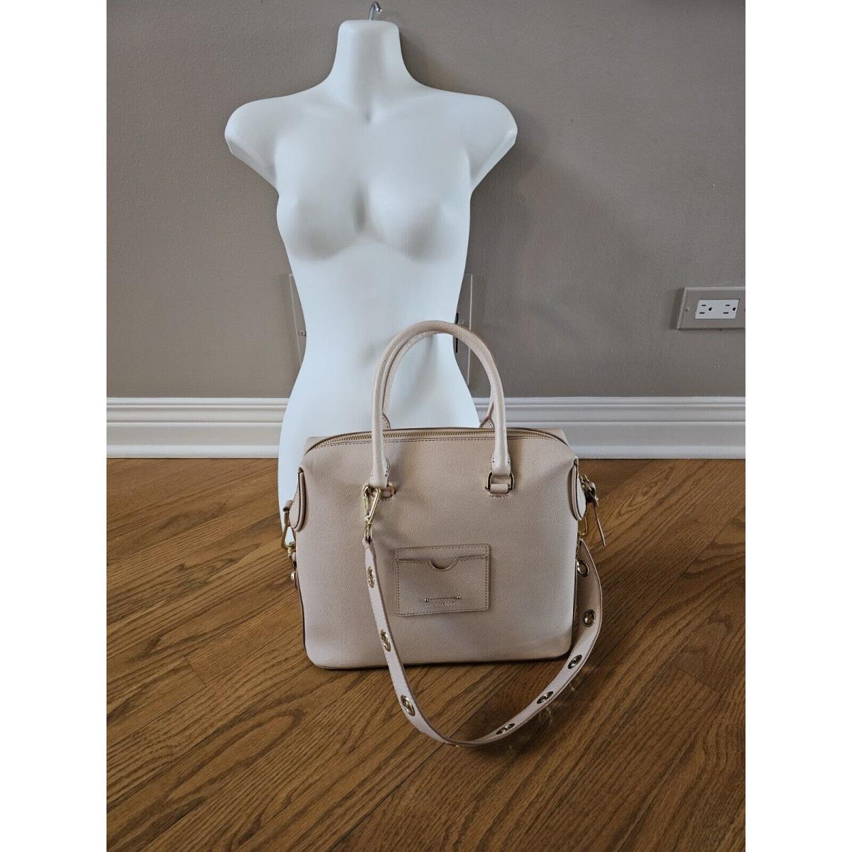 Calvin Klein Sabrina Mercury Leather Satchel Beige Handbag