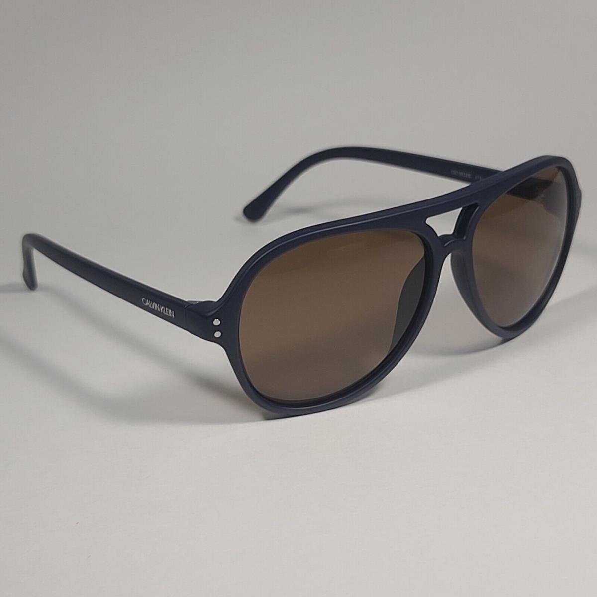 Calvin Klein CK19532S 410 Turbo Aviator Sunglasses Navy Blue Frame Brown Lens