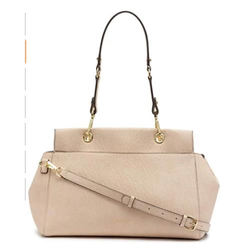 Calvin Klein Sonoma Straw Satchel Light Sand / Gold Handbag