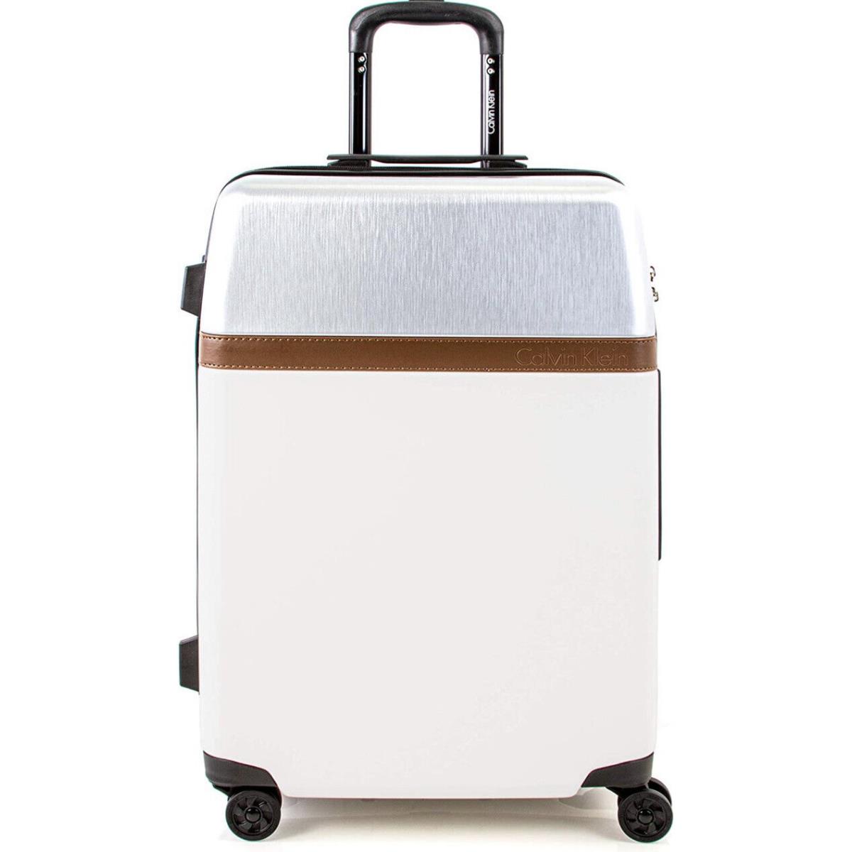 Calvin Klein Clarkson Square Hardside Spinner Luggage with Tsa Lock White/silver