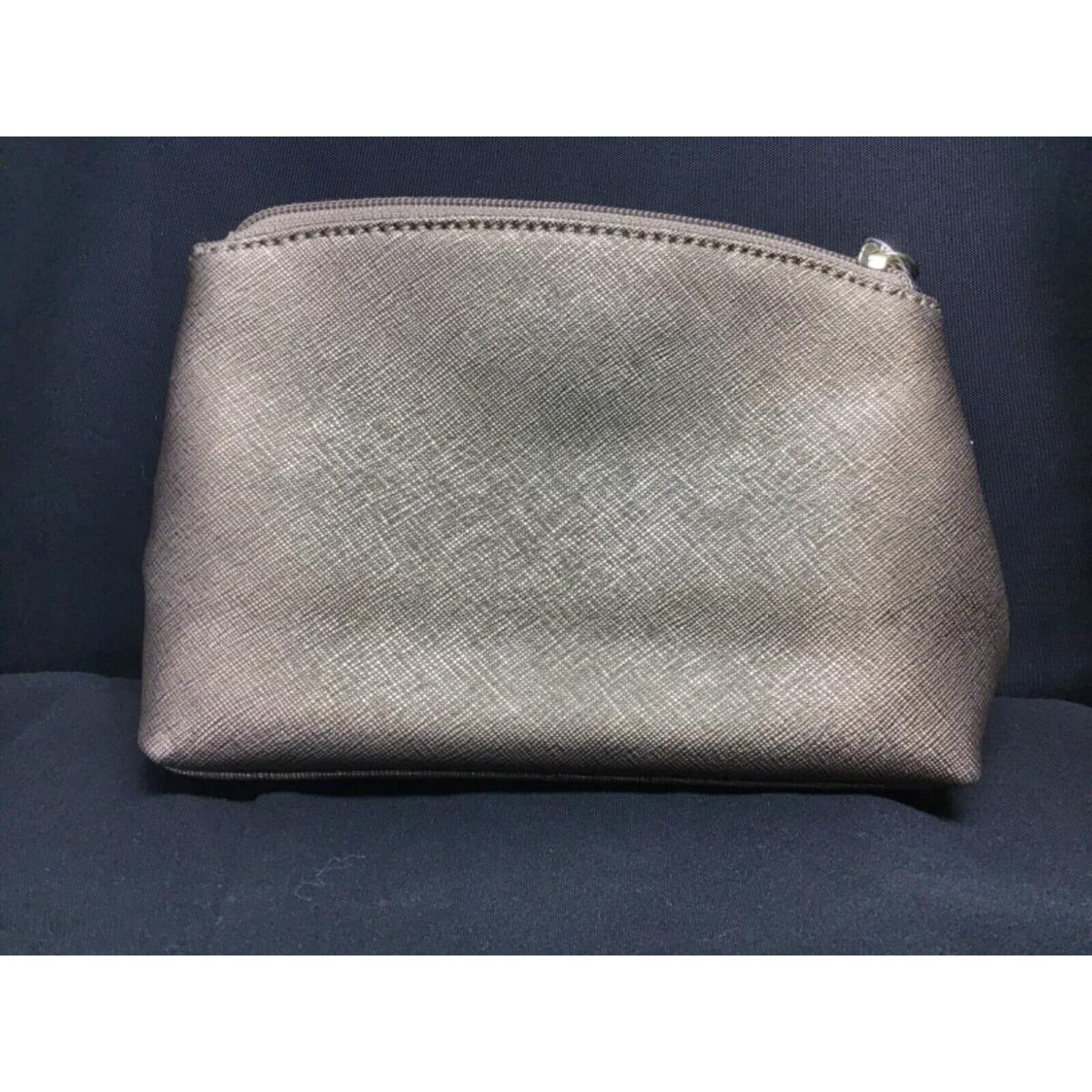 Calvin Klein Leather Pouch Cosmetic Bag Antique Bronze Metal 5 X 7