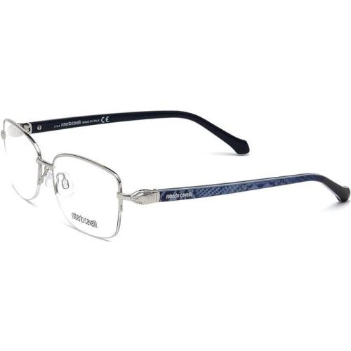 Roberto Cavalli RC0939 016 Shiny Palladium Blue Square 53mm Full Rim Eyeglasses