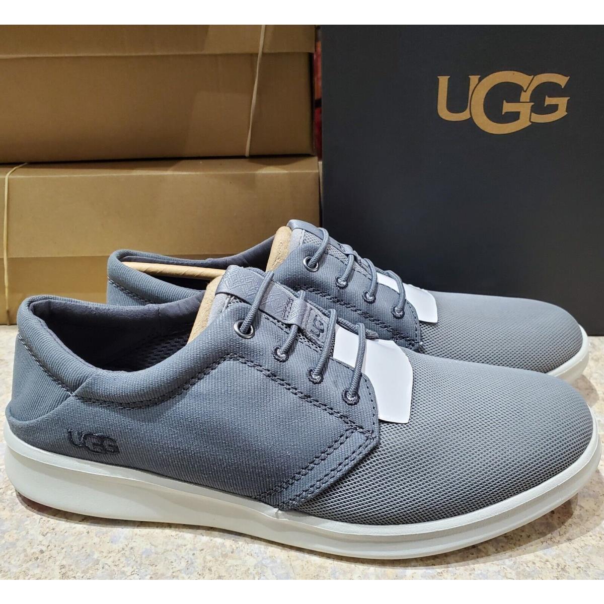 Mens 9.5 Metal Grey Ugg 1124891 Greyson Canvas Mesh Trainer Shoes Sneakers