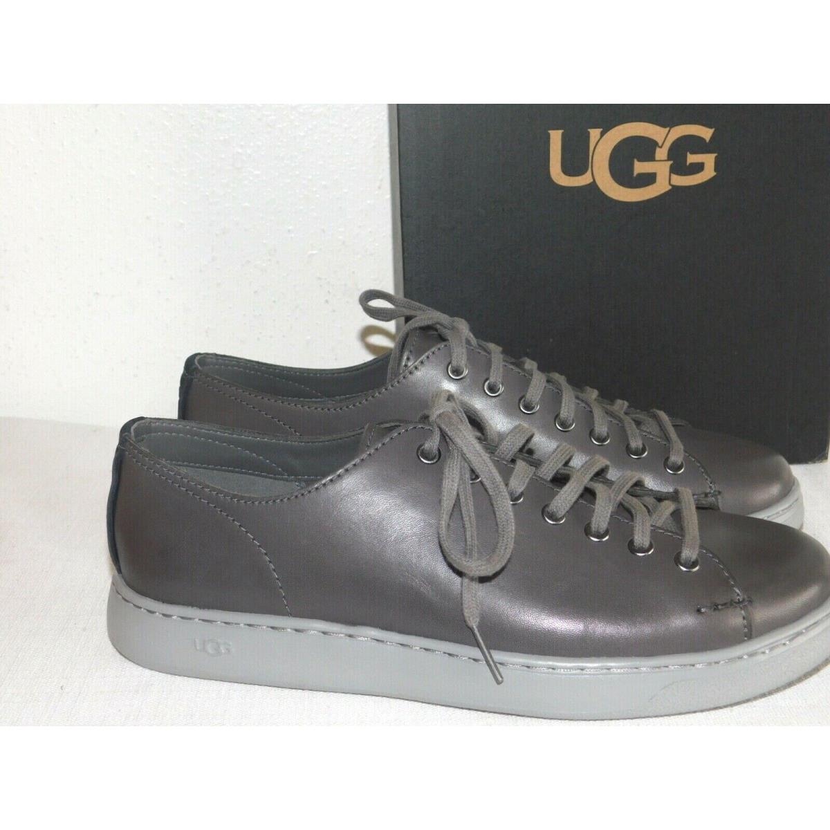 Mens 7 Dark Grey Ugg Pismo Sneaker Low 1115950 Leather Trainer Shoes