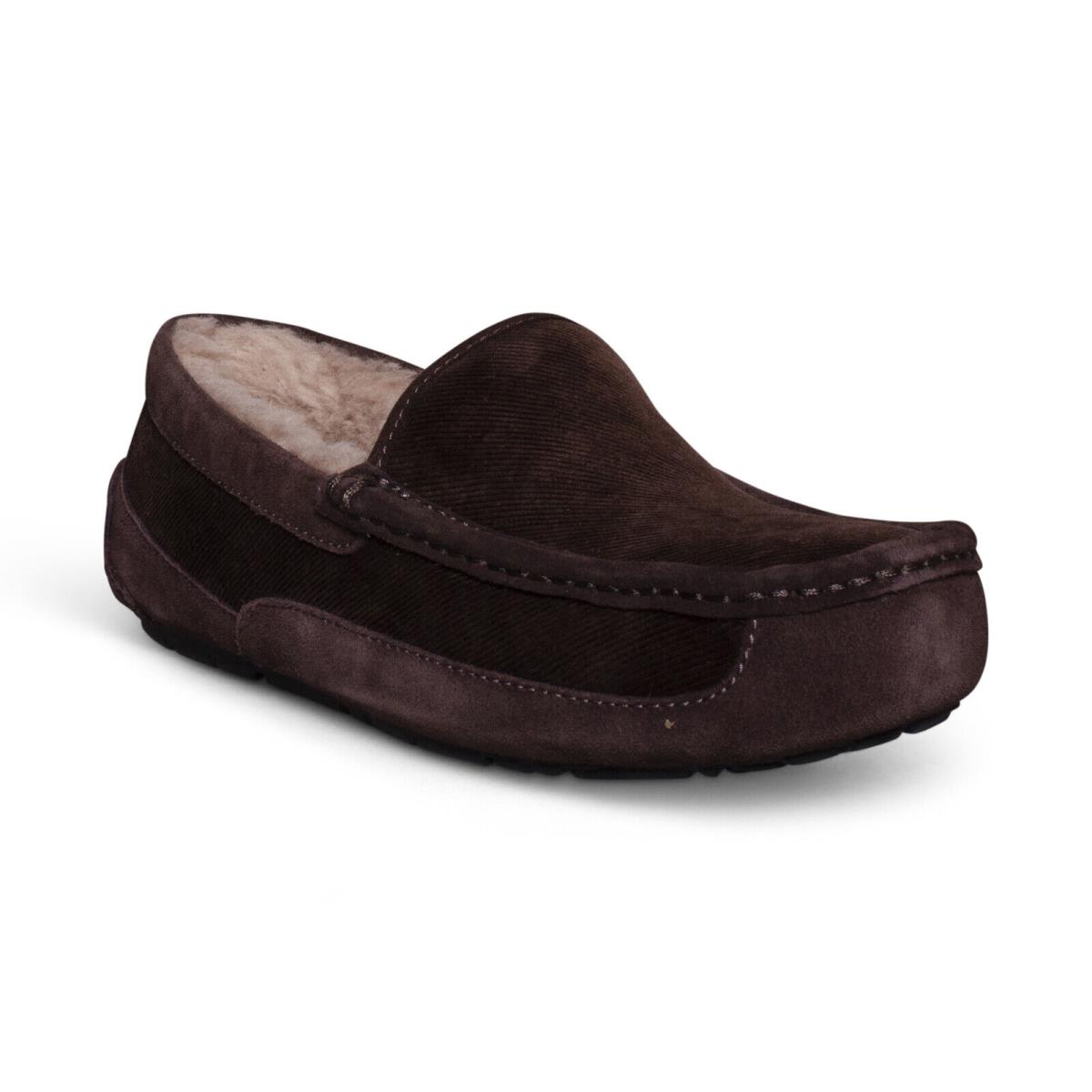 Ugg Ascot Corduroy II Stout Suede Sheepskin Moccasin Men`s Slippers Size US 9