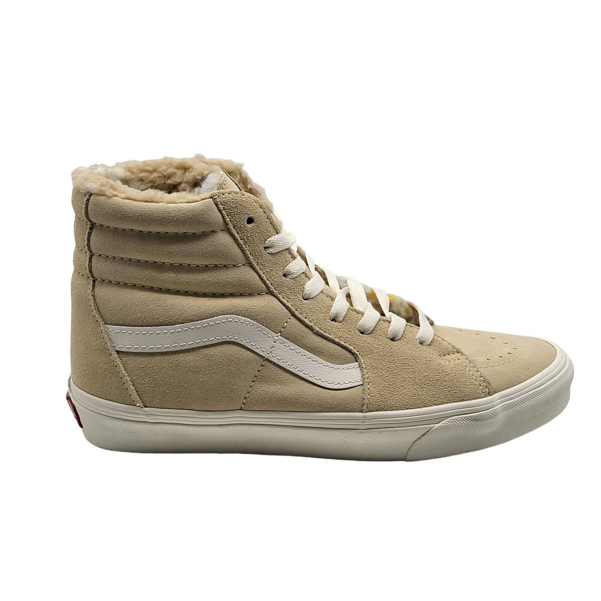 Vans Mens Sk8-Hi Cozy Hug Lined Biscotti Beige White Striped Shoes Size 9