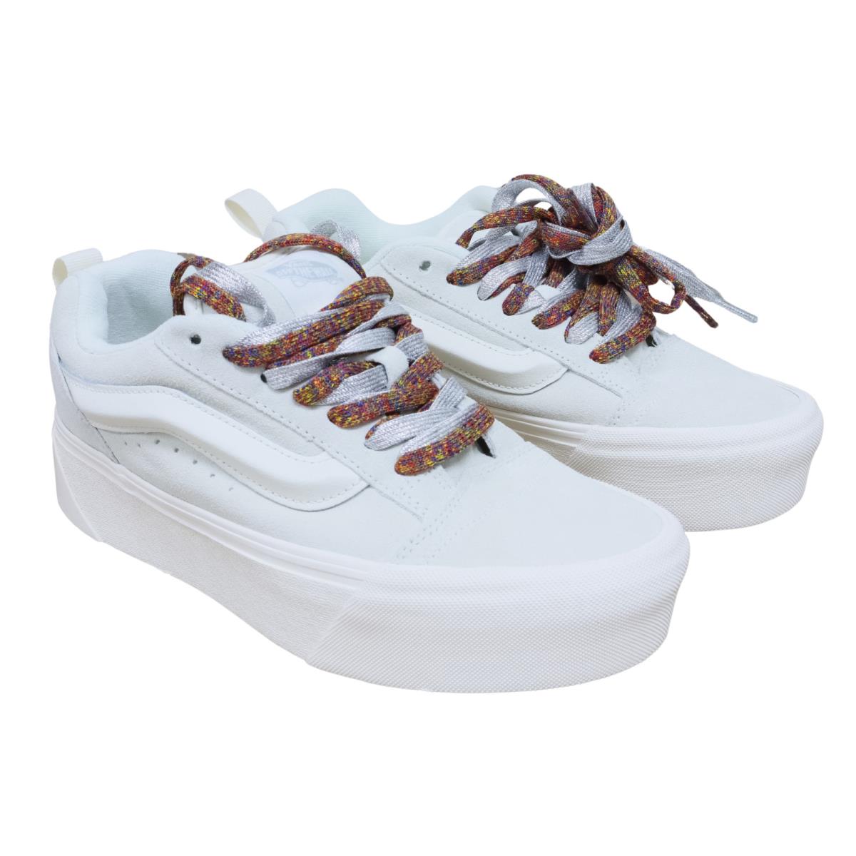 Size 8.5 Women`s- Vans Knu Stack White Multi-color Laces