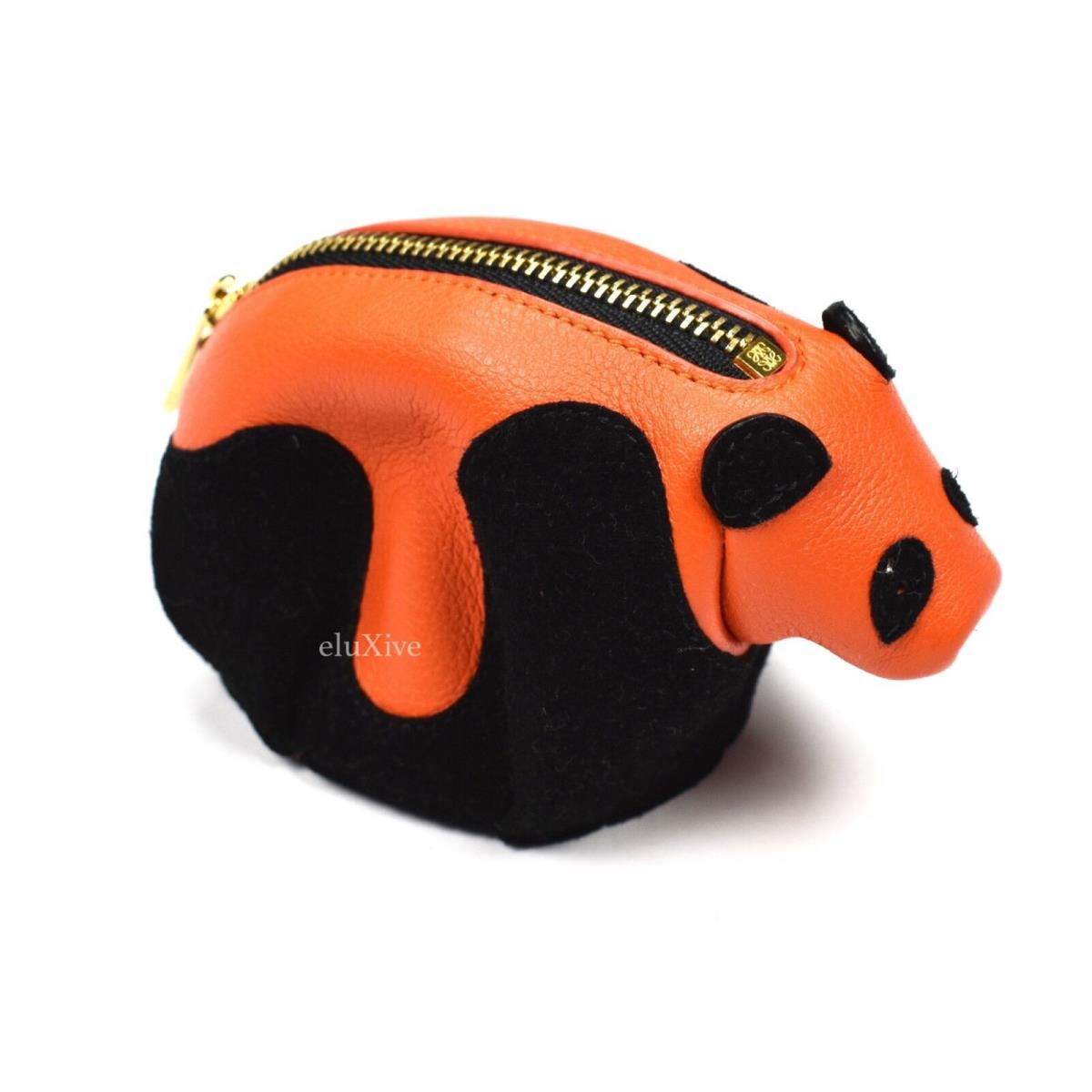 Loewe Orange Panda Bear Leather Coin Case Pouch Animal Bag