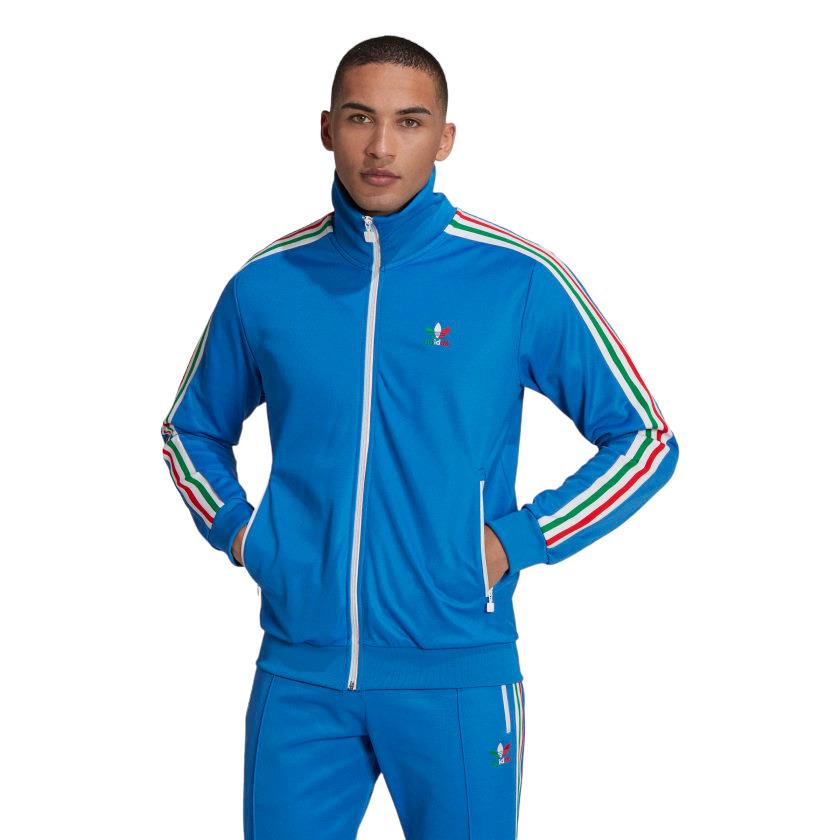 Men`s Adidas Originals FB Nations Beckenbauer 3 Stripe Track Top Jacket Blue