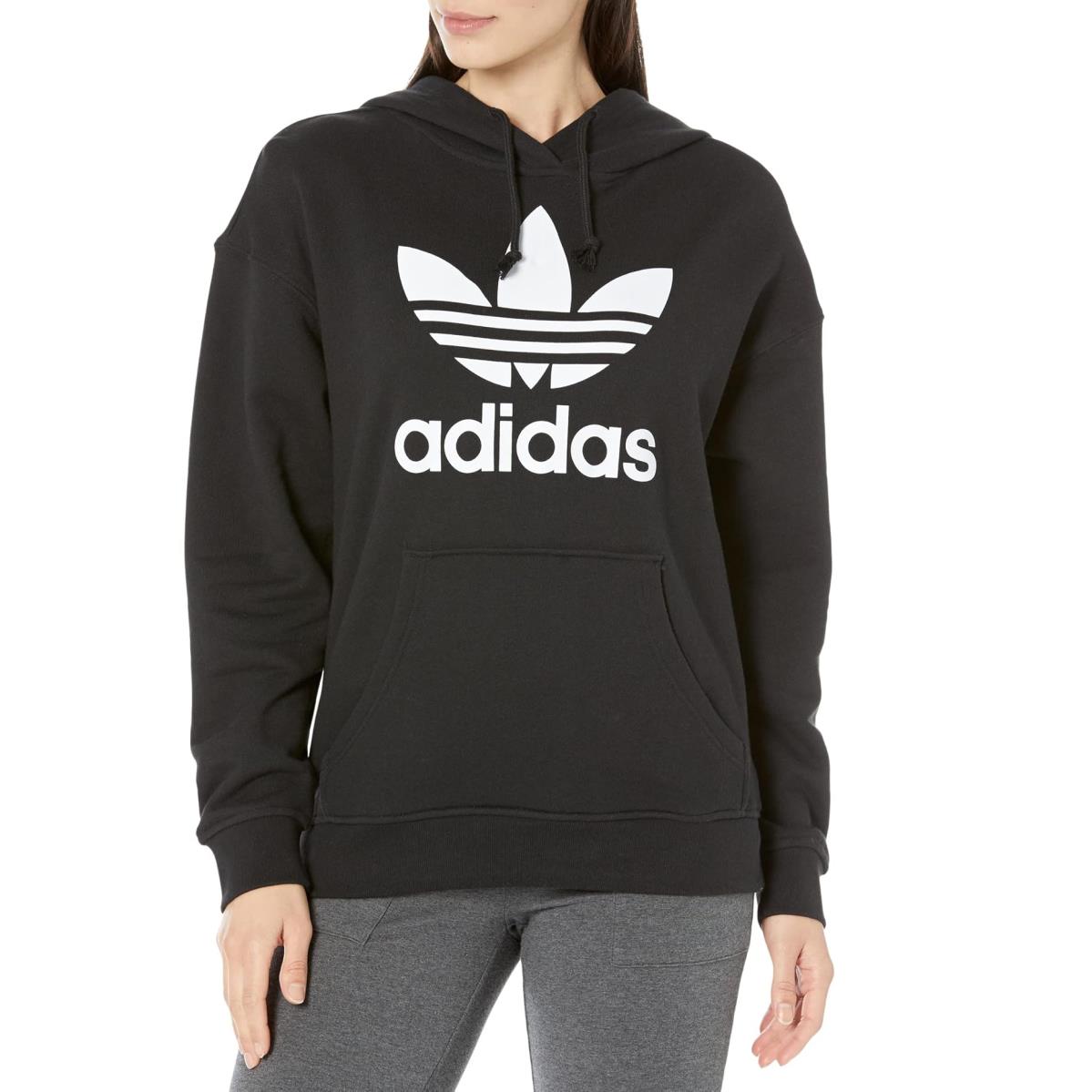 Woman`s Hoodies Sweatshirts Adidas Originals Trefoil Hoodie Black 4