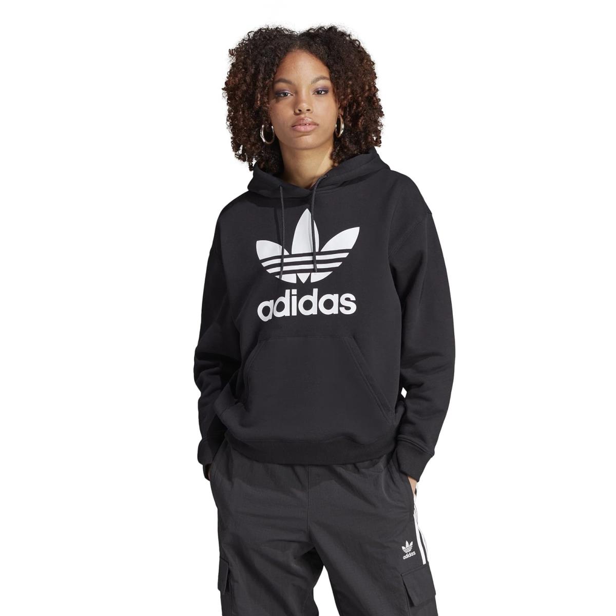 Woman`s Hoodies Sweatshirts Adidas Originals Trefoil Hoodie Black 5