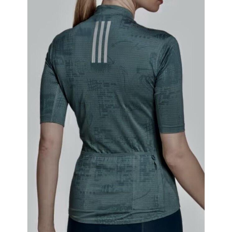 Adidas Parley Hazy Emerald Zip Front Reflective Cycling Shirt Womens Sz M