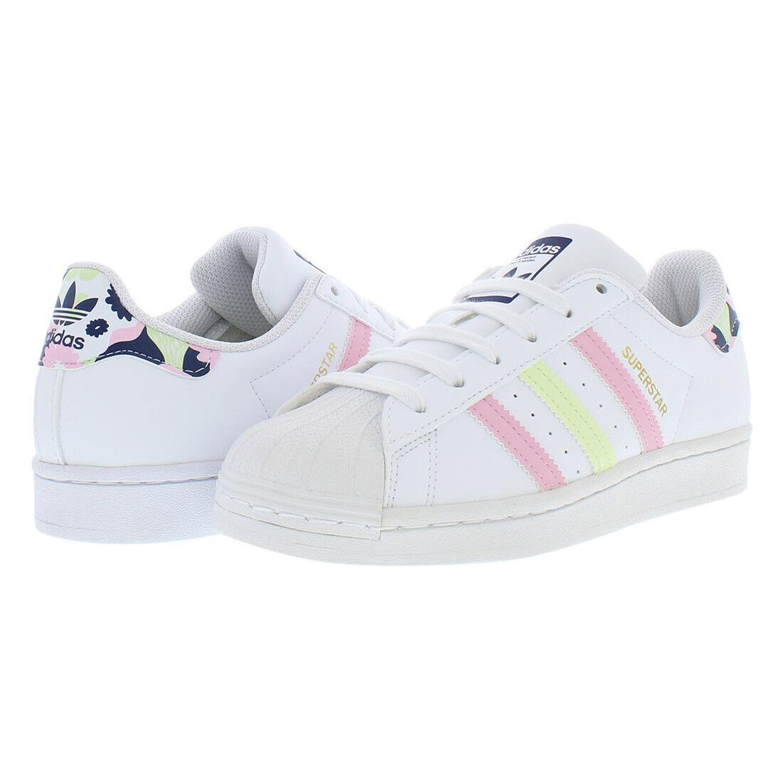 Adidas Superstar Boys Shoes - White/Pink, Main: White