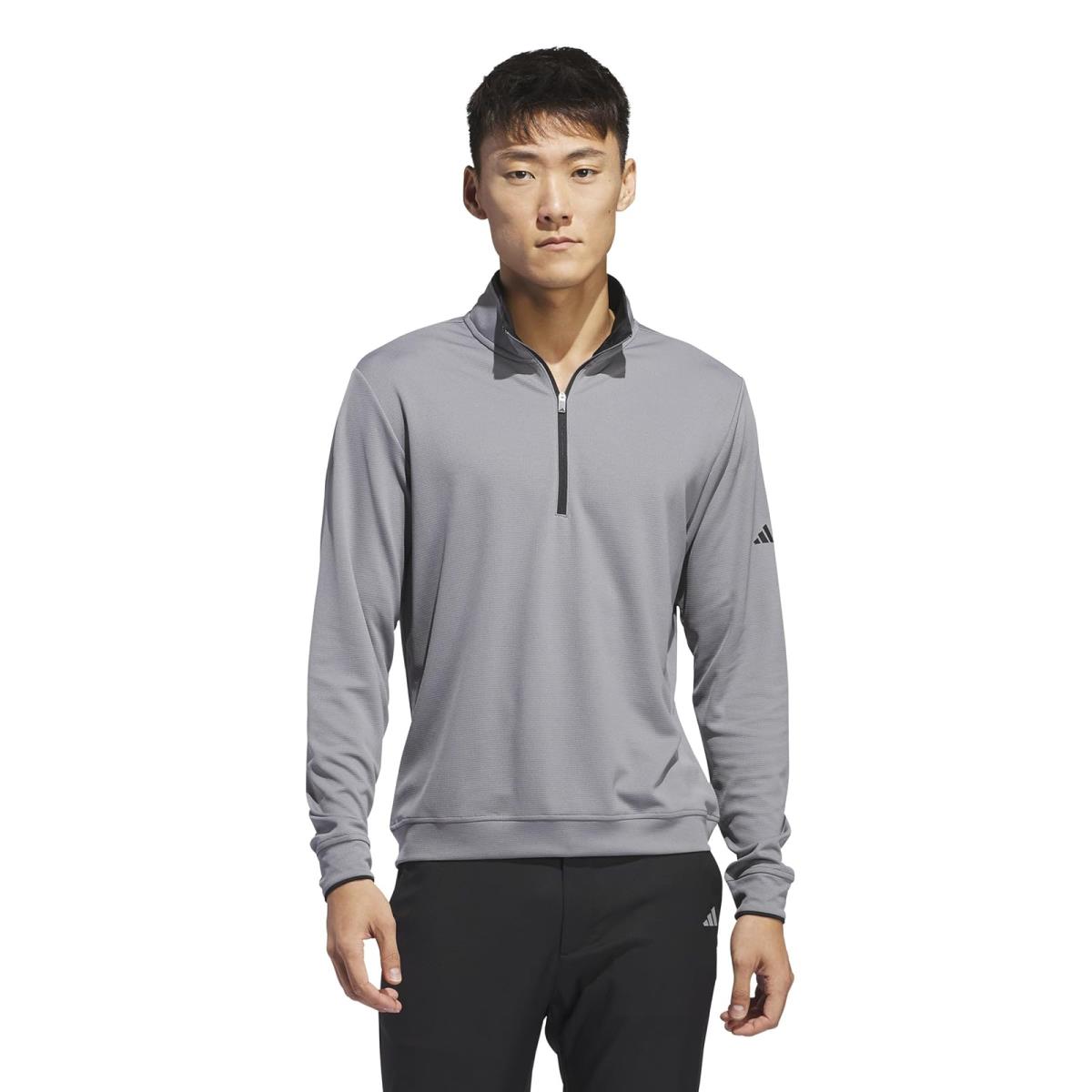 Man`s Shirts Tops Adidas Golf Core Lightweight 1/2 Zip Pullover Grey Three