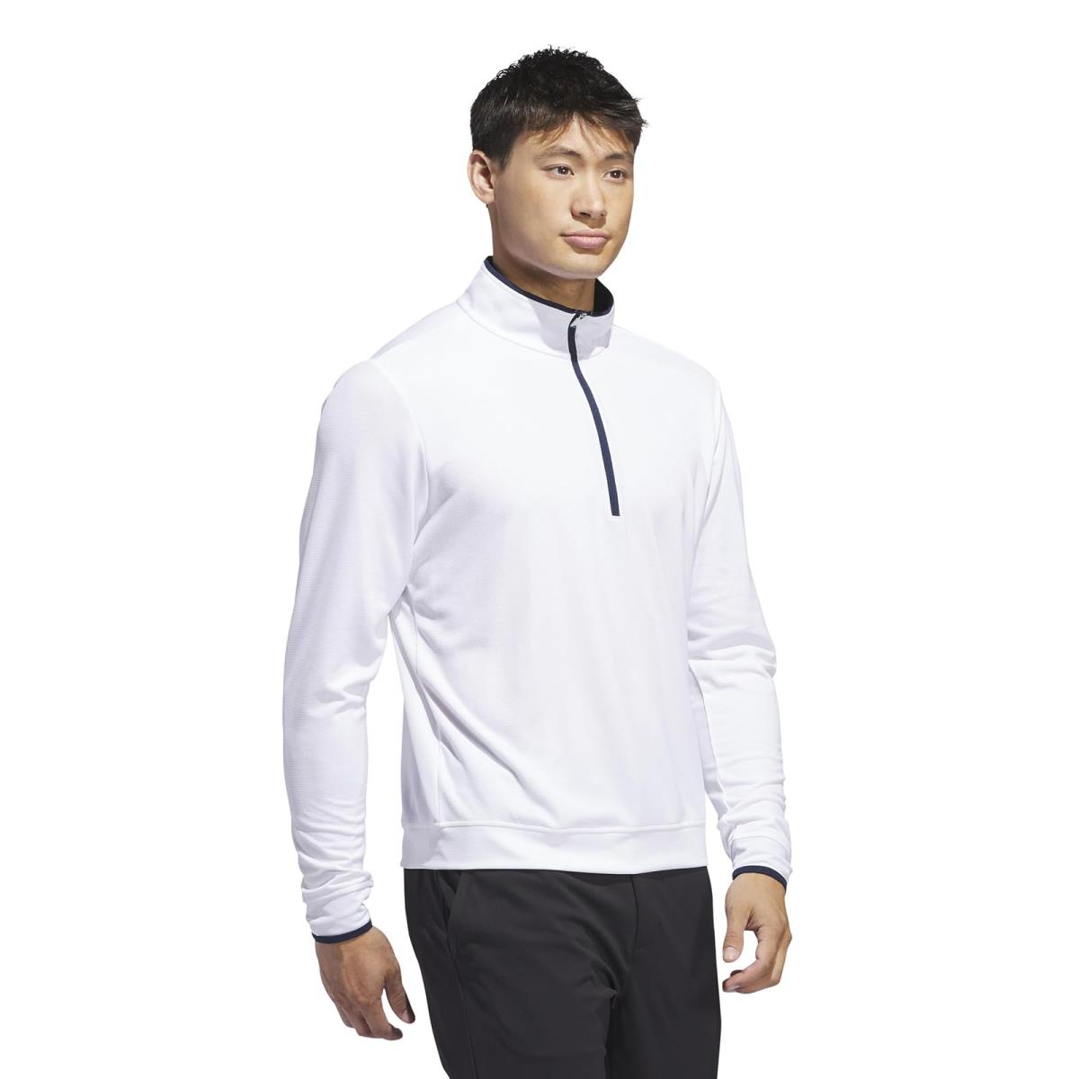 Man`s Shirts Tops Adidas Golf Core Lightweight 1/2 Zip Pullover White