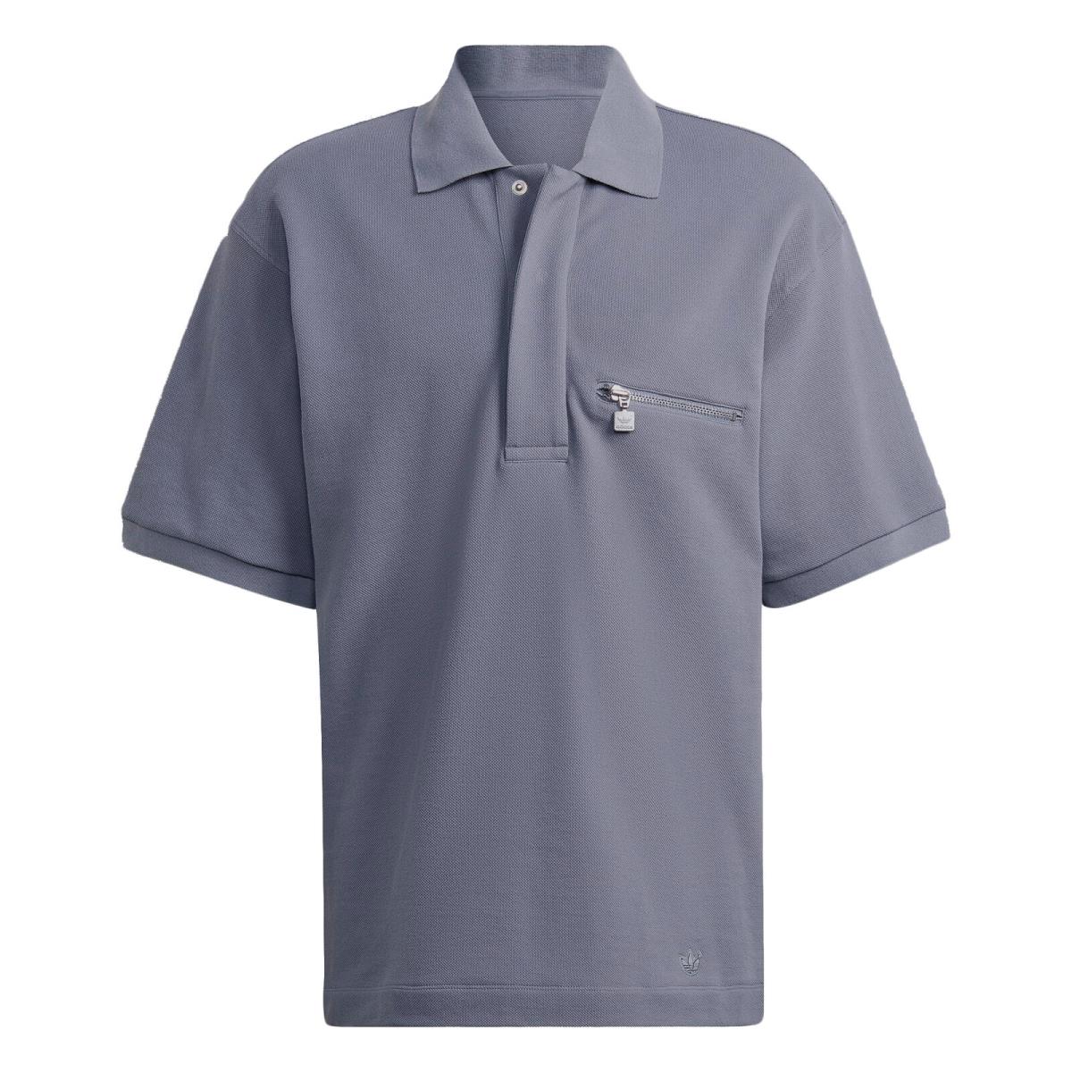 Adidas Originals Men`s Blue Version Tie-break Polo Shirt Grey - Gray