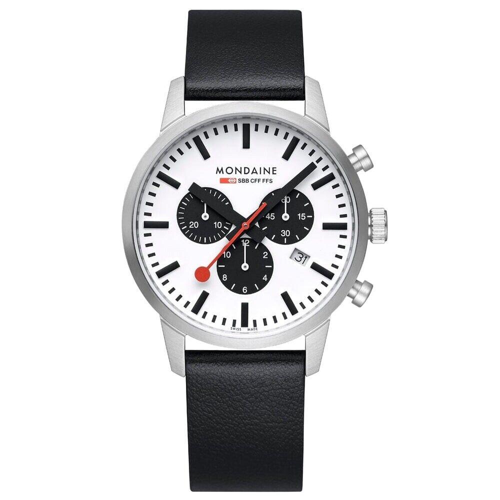 Mondaine MSD.41410.LBV Neo Chronograph 41 mm Steel Leather Quartz Men`s Watch