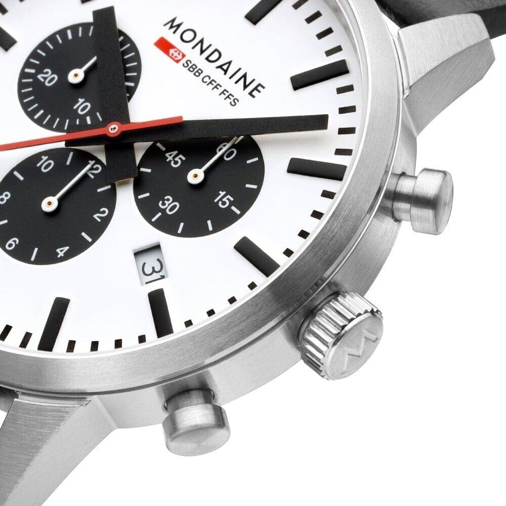 Mondaine MSD.41410.LBV Neo Chronograph 41 mm Steel Leather Quartz Men`s Watch