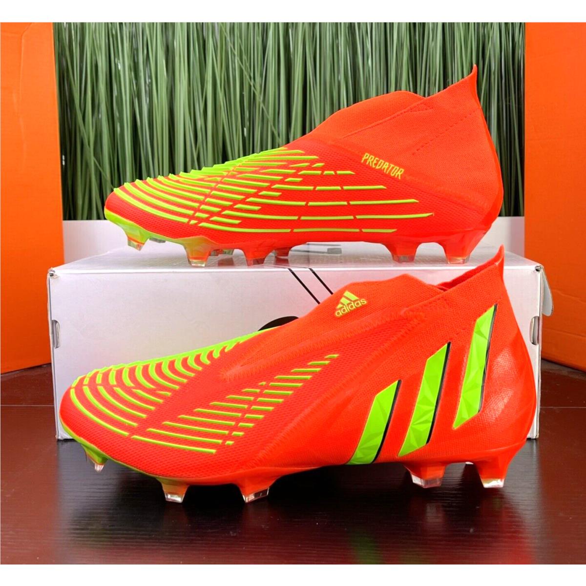 Adidas Predator Edge + FG Mens Soccer Cleats Solar Red Green GW1039 Size 10.5