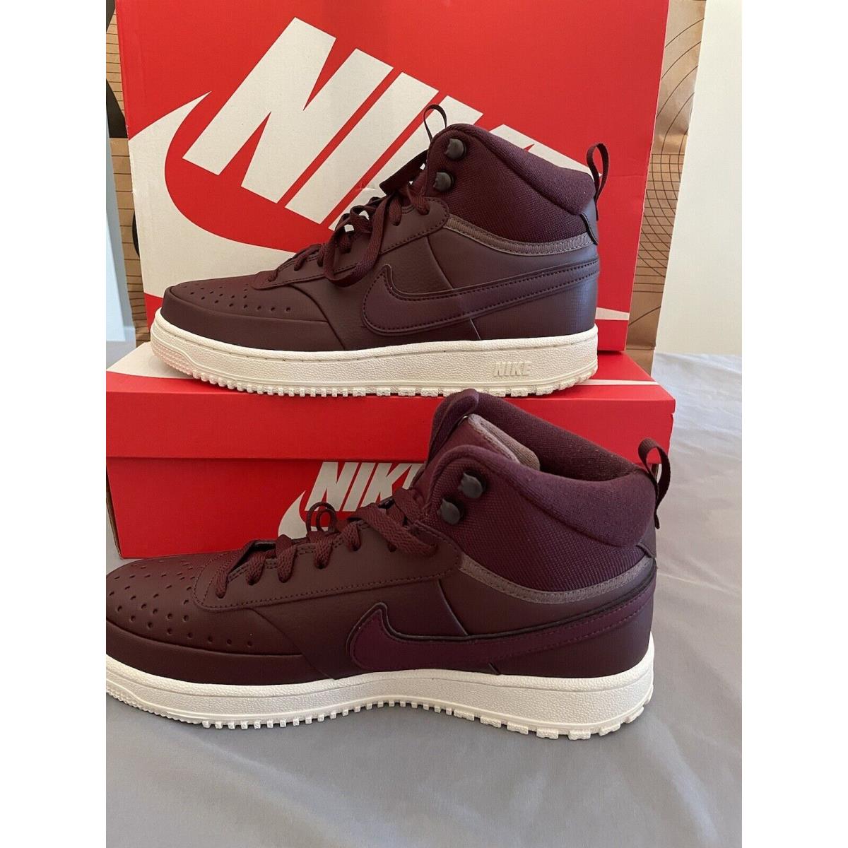 Nike Court Vision Mid Top Shoe Men`s Size 9.5 Burgundy Athletic Sneaker Boot - Burgundy Crush