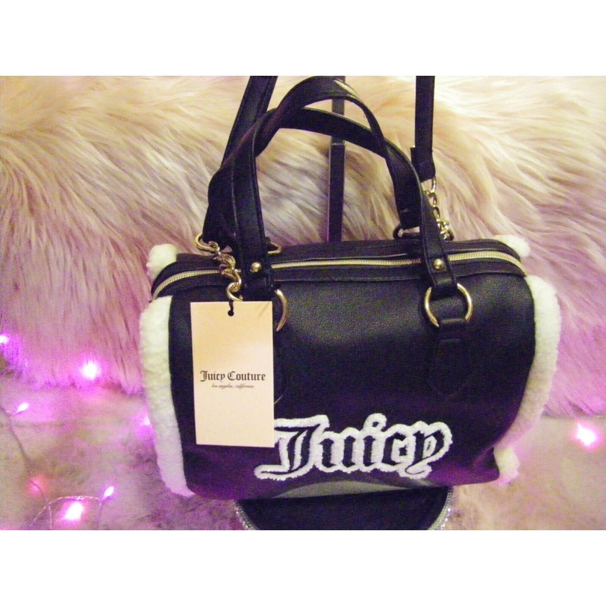 Juicy Couture Juicy Shear Genius Medium Satchel Bag Licorice/cream