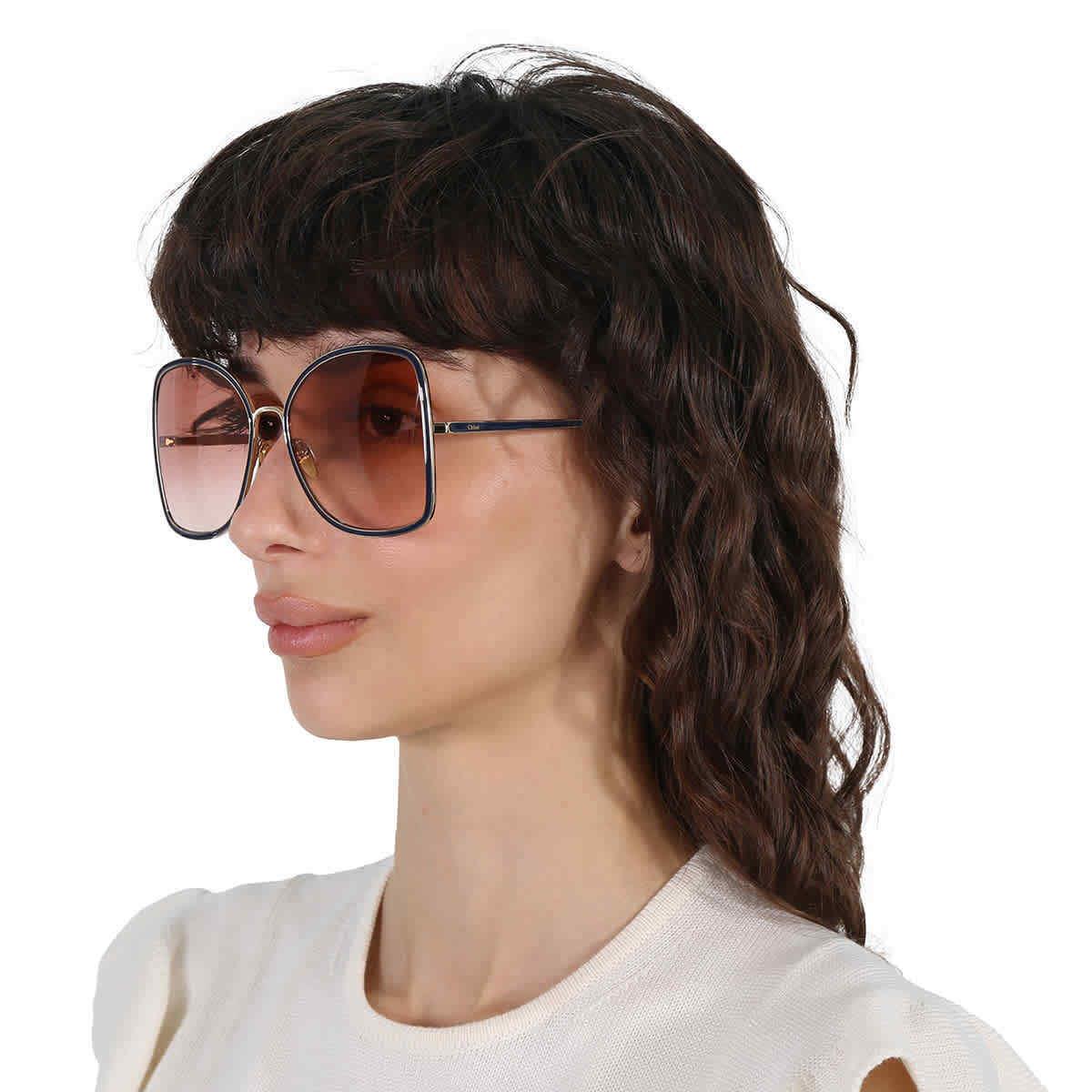 Chloe Orange Gradient Brick Square Ladies Sunglasses CH0101S 003 60