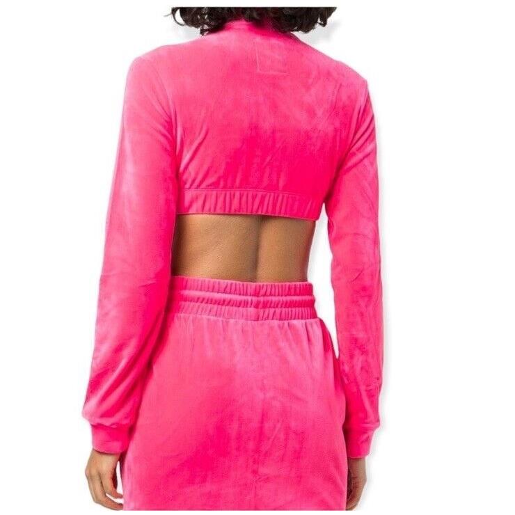 Adidas x Jeremy Scott Rare Velour Bra Zip Front Track Top in Solar Pink sz S