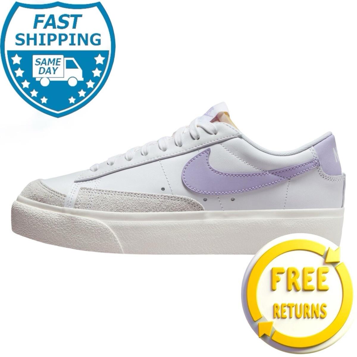 Nike Blazer Low Platform White/lilac Women`s Casual School Shoes Gym Training - White